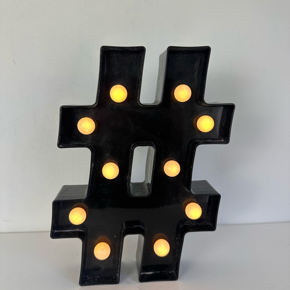 Black Hashtag Light Decor, home decor, party decor